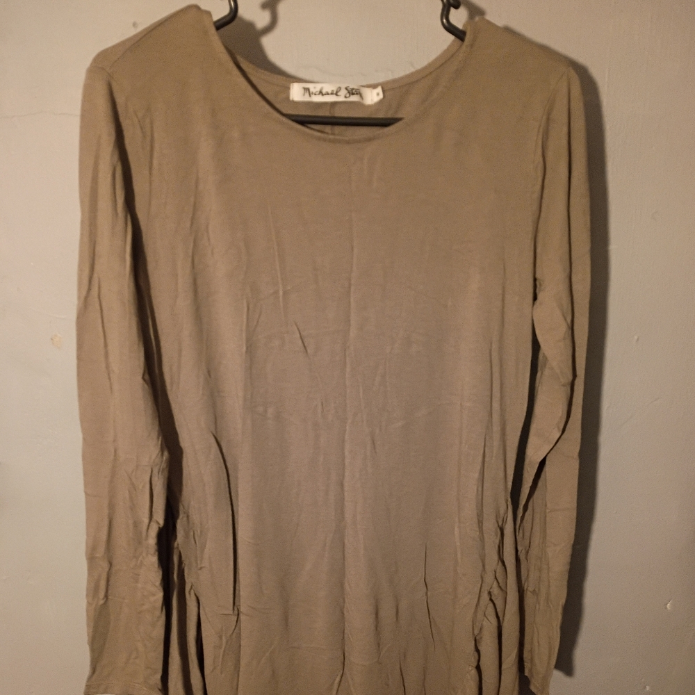 Michael Stars Olive Faux Tie Waist Shirt Dress